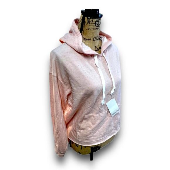 SPLENDID COLLECTION light pink speckled hoodie with frayed hem NWT M - Picture 10 of 11